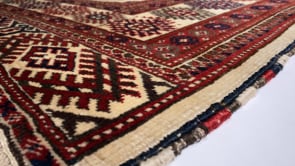 Persian Rug Turkmen Handmade Area Tribal 7'5"x11'5" (7x11) Whites/Beige Red Bokhara Design #15827