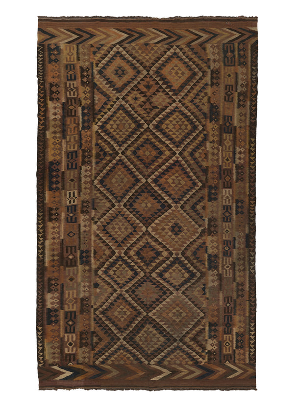 14606 Oriental Rug Afghan Handmade Area Tribal 9'11'' x 14'9'' -10x15- Brown Geometric Design