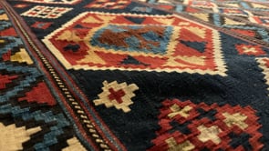 Caucasian Rug Shirvan Handmade Area Antique Tribal 5'2"x10'1" (5x10) Multi-color Red Whites/Beige Geometric Design #1350