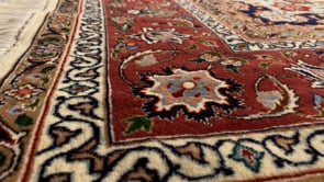 Persian Rug Tabriz Handmade Area Square Traditional 6'4"x6'8" (6x7) Red Whites/Beige Floral Design #32646