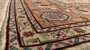 Persian Rug Tabriz Handmade Area Square Traditional 6'8"x6'8" (7x7) Pink Whites/Beige Floral Design #27068