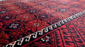Persian Rug Baloch Handmade Area Runner Tribal 4'1"x7'9" (4x8) Red Geometric Design #31898