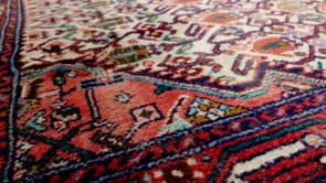 Persian Rug Hamadan Handmade Area Tribal 3'6"x5'1" (4x5) Red Whites/Beige Geometric Paisley/Boteh Design #12056