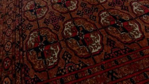 Persian Rug Turkmen Handmade Area Antique Tribal 3'7"x4'3" (4x4) Red Bokhara Design #25697
