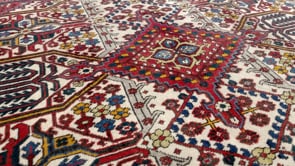 Persian Rug Meymeh Handmade Area Tribal Traditional 3'8"x5'4" (4x5) Red Whites/Beige Geometric Design #18114