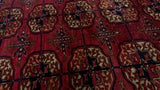 Persian Rug Turkmen Handmade Area Antique Tribal 3'9"x4'3" (4x4) Red Bokhara Design #32163