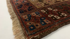 Persian Rug Baloch Handmade Area Antique Tribal 3'0"x4'5" (3x4) Brown Whites/Beige Geometric Design #33136