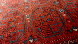 Oriental Rug Afghan Handmade Area Tribal 3'7"x5'4" (4x5) Red Bokhara Design #33359