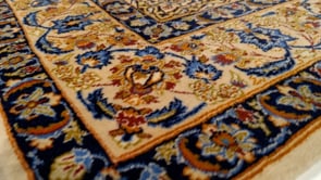 Persian Rug Isfahan Handmade Area Traditional 3'6"x5'3" (4x5) Whites/Beige Blue Floral Design #33433