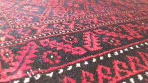 Oriental Rug Afghan Handmade Area Runner Tribal 3'8"x6'11" (4x7) Black Red Bokhara Elephant Foot Design #33870