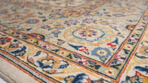 Persian Rug Kashan Handmade Area Traditional 7'10"x11'9" (8x12) Whites/Beige Blue Floral Shah Abbasi Design #24748