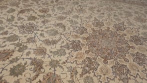 Persian Rug Isfahan Handmade Area Traditional Neutral 8'2"x11'10" (8x12) Whites/Beige Green Floral Design #28535