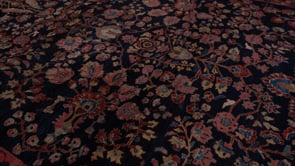 Persian Rug Sarouk Handmade Area Antique Traditional 7'8"x11'3" (8x11) Blue Red Floral Design #34336