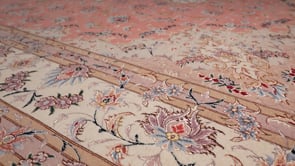 Persian Rug Tabriz Handmade Area Traditional 8'4"x11'6" (8x12) Whites/Beige Pink Floral Naghsh Design #34443