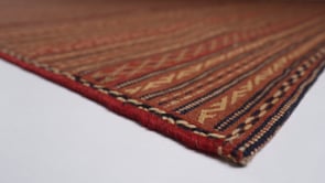 Persian Rug Sirjan Handmade Area Tribal 8'0"x11'2" (8x11) Red Kilim Stripes Geometric Design #34011