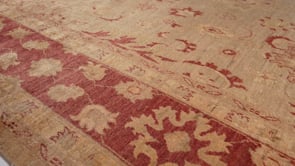 Oriental Rug Pakistani Handmade Area Transitional 8'8"x12'5" (9x12) Red Whites/Beige Oushak Design #35481