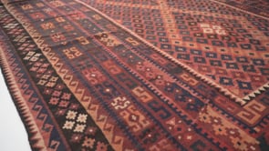Oriental Rug Afghan Handmade Area Tribal 9'2"x13'9" (9x14) Brown Red Geometric Design #14605