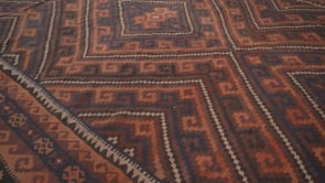 Oriental Rug Afghan Handmade Area Tribal 9'0"x16'9" (9x17) Black Brown Geometric Design #14607