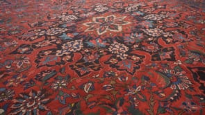 Persian Rug Bakhtiari Handmade Area Tribal 12'7"x19'0" (13x19) Red Blue Floral Design #26774