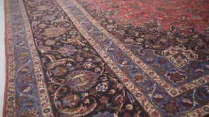 Persian Rug Kashan Handmade Area Traditional 12'10"x18'11" (13x19) Red Blue Floral Design #34840