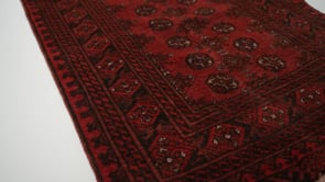 Oriental Rug Afghan Handmade Runner Tribal 3'5"x9'0" (3x9) Red Green Multi-color Geometric Design #32147