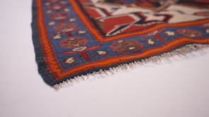 Persian Rug Kurdistan Handmade Area Tribal 3'7"x5'1" (4x5) Red Blue Kilim Geometric Design #35954