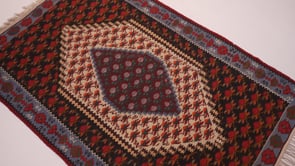 Persian Rug Senneh Handmade Area Tribal 2'4"x3'4" (2x3) Blue Red Kilim Geometric Design #35955