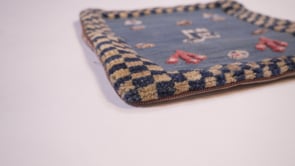 Persian Rug Gabbeh Handmade Pillow Tribal 1'5"x1'5" (1x1) Blue Animals Open Design #35964