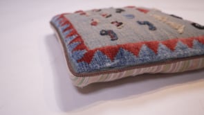 Persian Rug Gabbeh Handmade Pillow Tribal 1'5"x1'5" (1x1) Blue Animals Open Design #35966