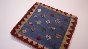 Persian Rug Gabbeh Handmade Pillow Tribal 1'5"x1'5" (1x1) Blue Open Geometric Design #35968