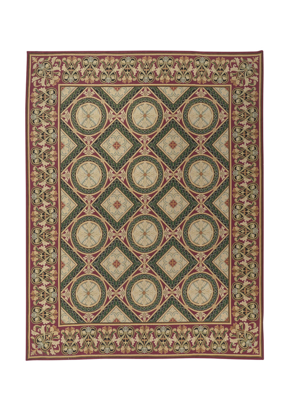 16476 Oriental Rug Chinese Handmade Area Traditional 7'8'' x 9'6'' -8x10- Green Red Tapestry Design