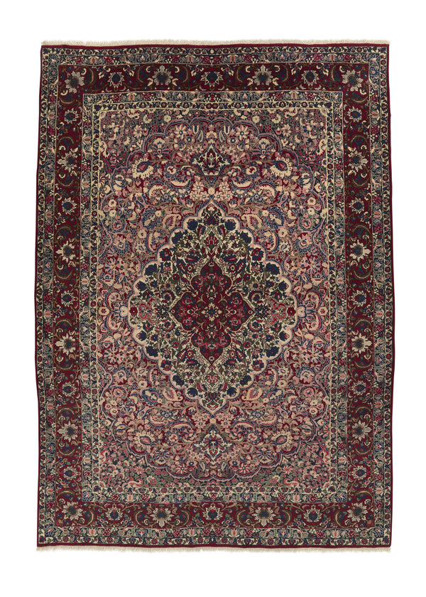 17663 Persian Rug Bakhtiari Handmade Area Tribal 7'1'' x 10'2'' -7x10- Whites Beige Red Floral Design