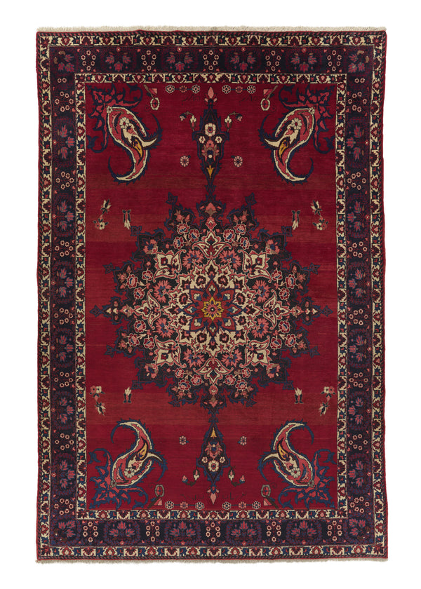 18172 Persian Rug Bakhtiari Handmade Area Tribal 6'9'' x 10'4'' -7x10- Red Paisley Boteh Floral Design