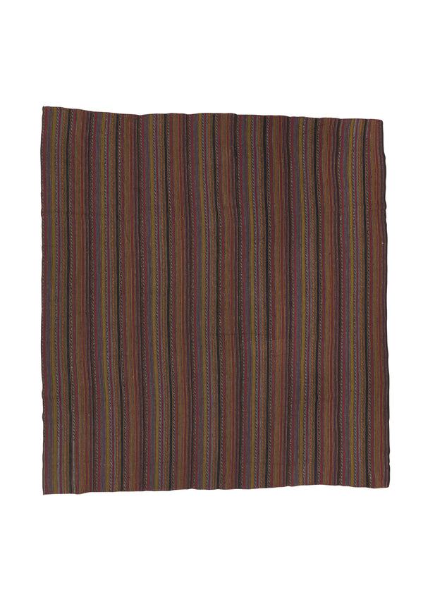 19944 Persian Rug Jajim Handmade Area Square Tribal 6'9'' x 7'0'' -7x7- Multi-color Stripes Design