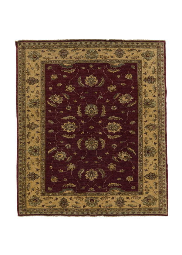 26031 Oriental Rug Pakistani Handmade Area Square Transitional 5'10'' x 6'7'' -6x7- Red Yellow Gold Floral Oushak Design