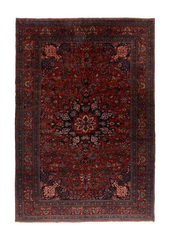 26774 Persian Rug Bakhtiari Handmade Area Tribal 12'7'' x 19'0'' -13x19- Red Blue Floral Design