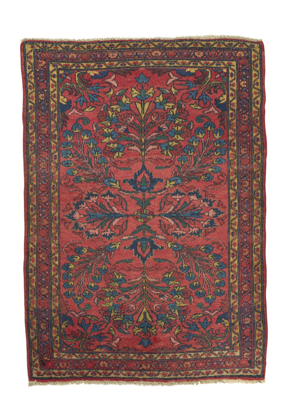 26952 Persian Rug Lilihan Handmade Area Antique Traditional 3'6'' x 4'10'' -4x5- Red Floral Design