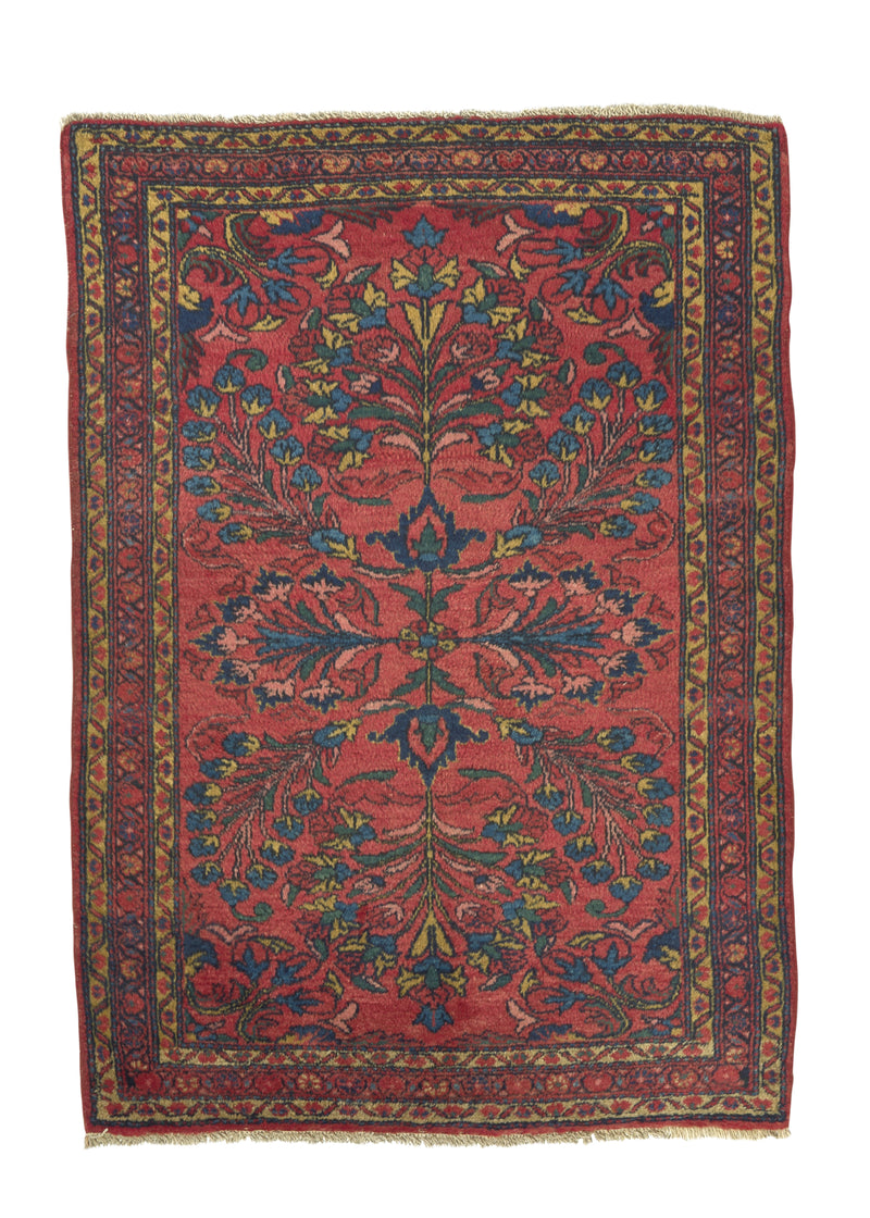26952 Persian Rug Lilihan Handmade Area Antique Traditional 3'6'' x 4'10'' -4x5- Red Floral Design