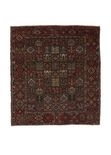 27134 Persian Rug Bakhtiari Handmade Square Tribal Vintage 10'10'' x 12'0'' -11x12- Red Garden Design