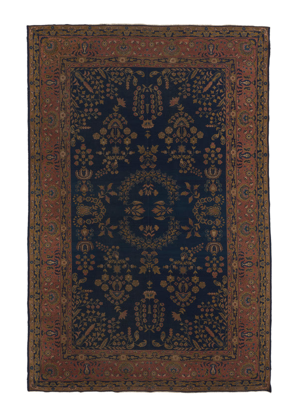 27199 Oriental Rug Turkish Handmade Area Antique Traditional 7'10'' x 12'0'' -8x12- Blue Red Floral Design