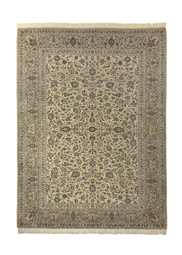 28594 Persian Rug Kashan Handmade Area Traditional 8'1'' x 10'9'' -8x11- Whites Beige Floral Design