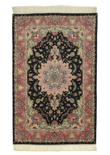 30434 Persian Rug Tabriz Handmade Area Traditional 3'3'' x 5'0'' -3x5- Pink Black Floral Naghsh Design