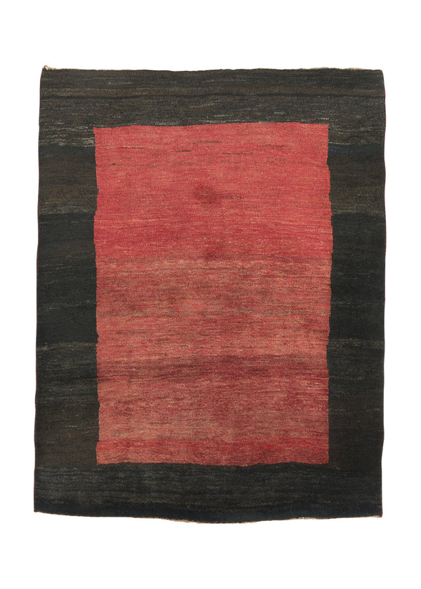 30981 Persian Rug Gabbeh Handmade Area Tribal 3'9'' x 4'10'' -4x5- Red Black Open Design
