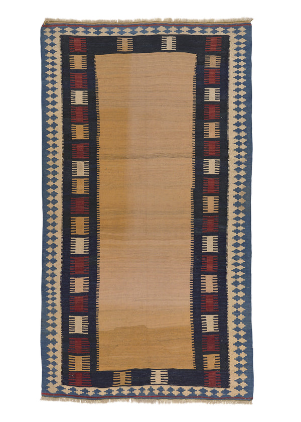 31422 Persian Rug Shiraz Handmade Area Tribal 4'7'' x 8'5'' -5x8- Whites Beige Geometric Kilim Design