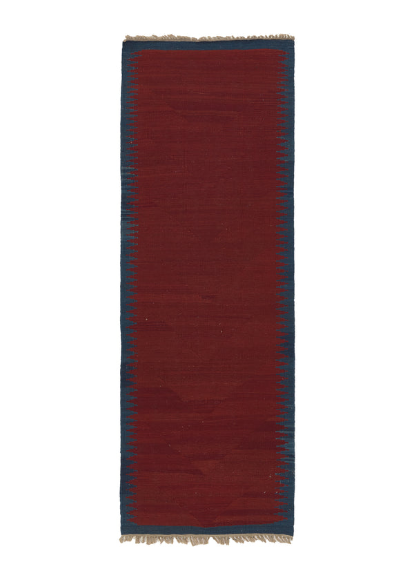 31449 Persian Rug Shiraz Handmade Runner Tribal 2'10'' x 8'2'' -3x8- Red Kilim Open Plain Design