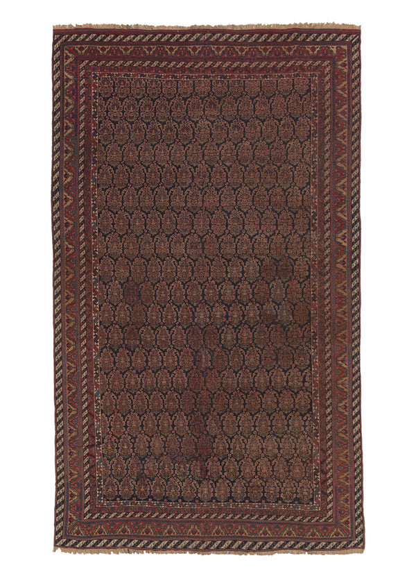 31650 Persian Rug Ghashghaei Handmade Area Antique Tribal 8'4'' x 14'1'' -8x14- Red Blue Paisley Boteh Design