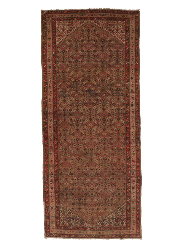 31813 Persian Rug Malayer Handmade Area Antique Tribal 7'0'' x 16'3'' -7x16- Whites Beige Red Herati Design