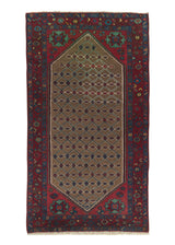 31930 Persian Rug Hamadan Handmade Area Tribal 3'8'' x 6'6'' -4x7- Red Brown Geometric Design