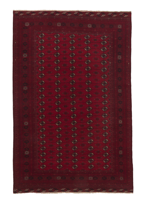 32408 Oriental Rug Afghan Handmade Area Tribal 6'5'' x 9'6'' -6x10- Red Bokhara Elephant Foot Design