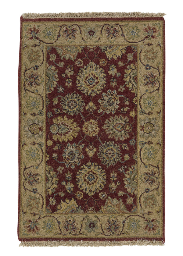 32548 Oriental Rug Indian Handmade Area Transitional 2'0'' x 3'2'' -2x3- Red Yellow Gold Oushak Design